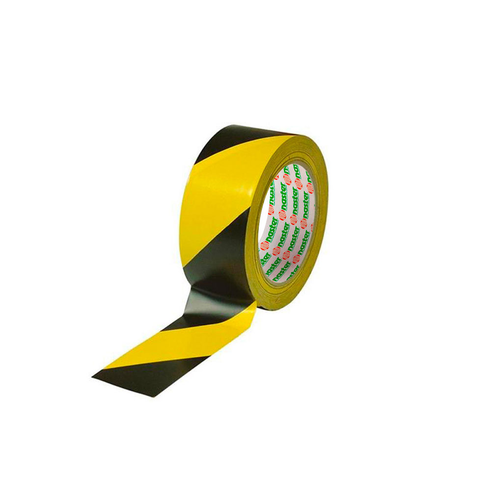 Warning tape printed with black and yellow stripes
